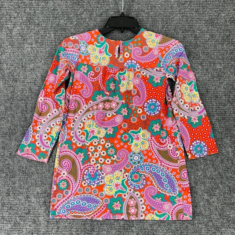 Hanna‎ Andersson Paisley Floral Long Sleeve Cotton Knit Dress 130 Girls